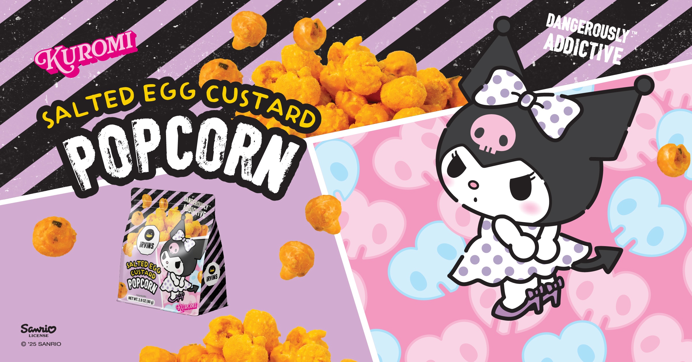 Try IRVINS’ New Kuromi Popcorn — Sweet, Salty & Totally Addictive